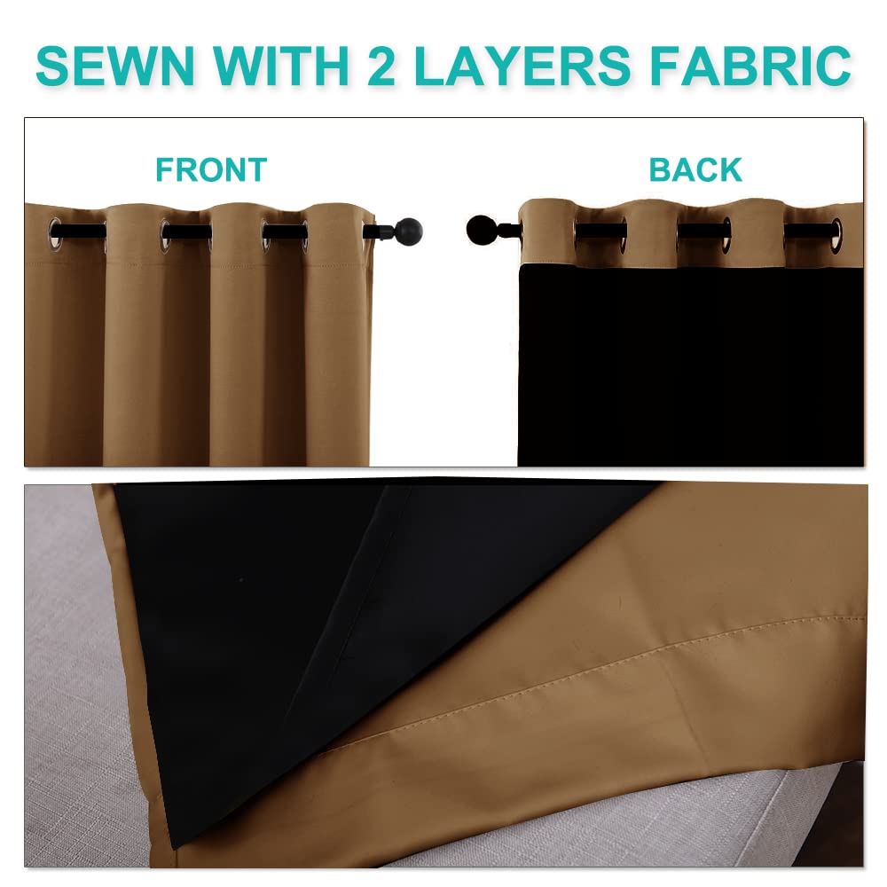 Nicetown 100% Blackout Window Curtain Panels, Heat And Cold Blocking Drapes With Black Liner For Nursery, 84 Inches Drop Thermal