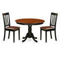 East West Furniture HLAN3-BCH-LC 3 Piece Dining Room Table Set Contains a Round Kitchen Table with Pedestal and 2 Faux Leather Upholstered Dining Chairs, 42x42 Inch, Black & Cherry