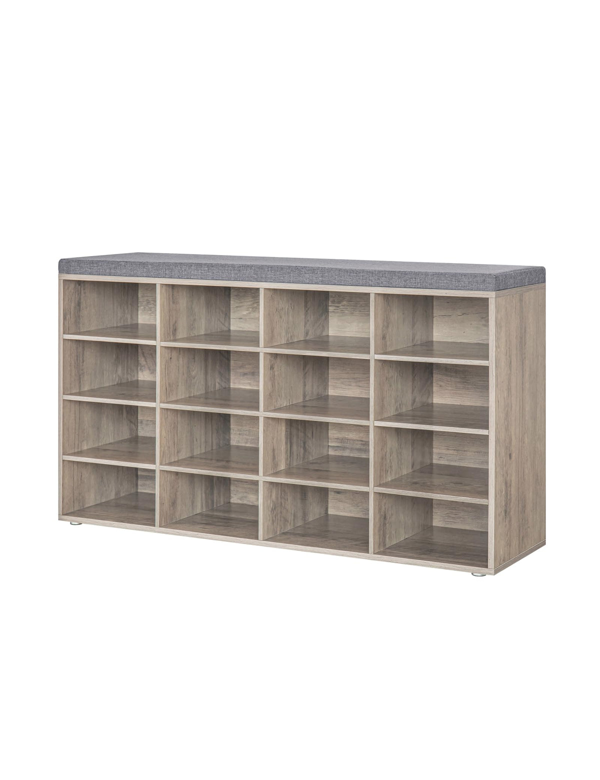 Dinzi Lvj Shoe Storage Bench With Cushion, 16-Cubby Shoe Rack, Adjustable Shelves, Multifunctional Shoe Organizer Bench For Entryway, Mudroom, Hallway, Living Room, Bedroom And Garage, Greige