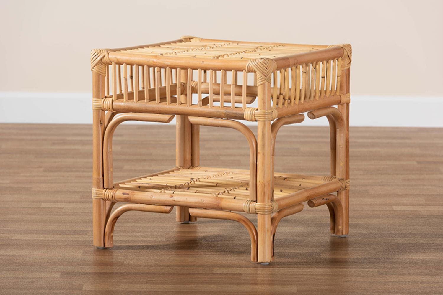 Baxton Studio Rose Natural Brown Rattan End Table