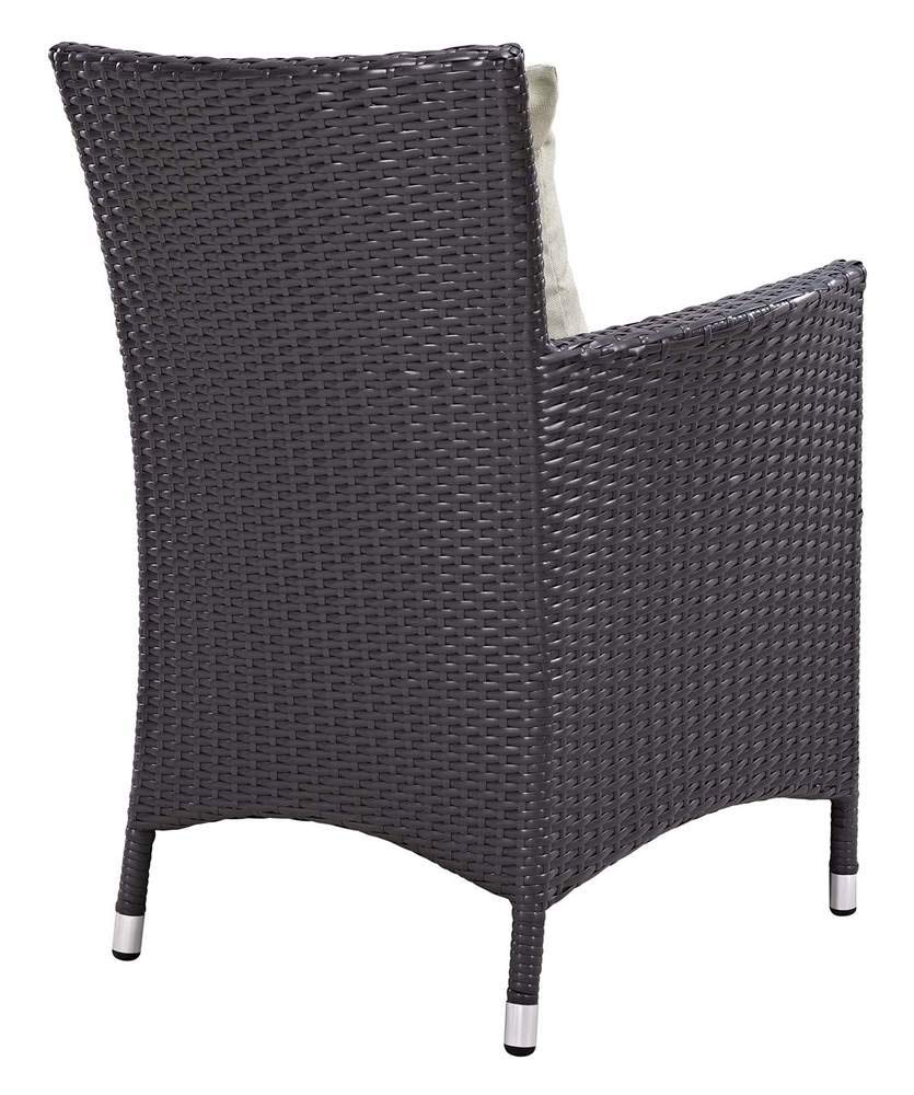 Modway Convene Wicker Rattan 4-Pc Outdoor Patio Sectional Set With Fire Pit In Espresso Beige