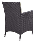 Modway Convene Wicker Rattan 4-Pc Outdoor Patio Sectional Set With Fire Pit In Espresso Beige