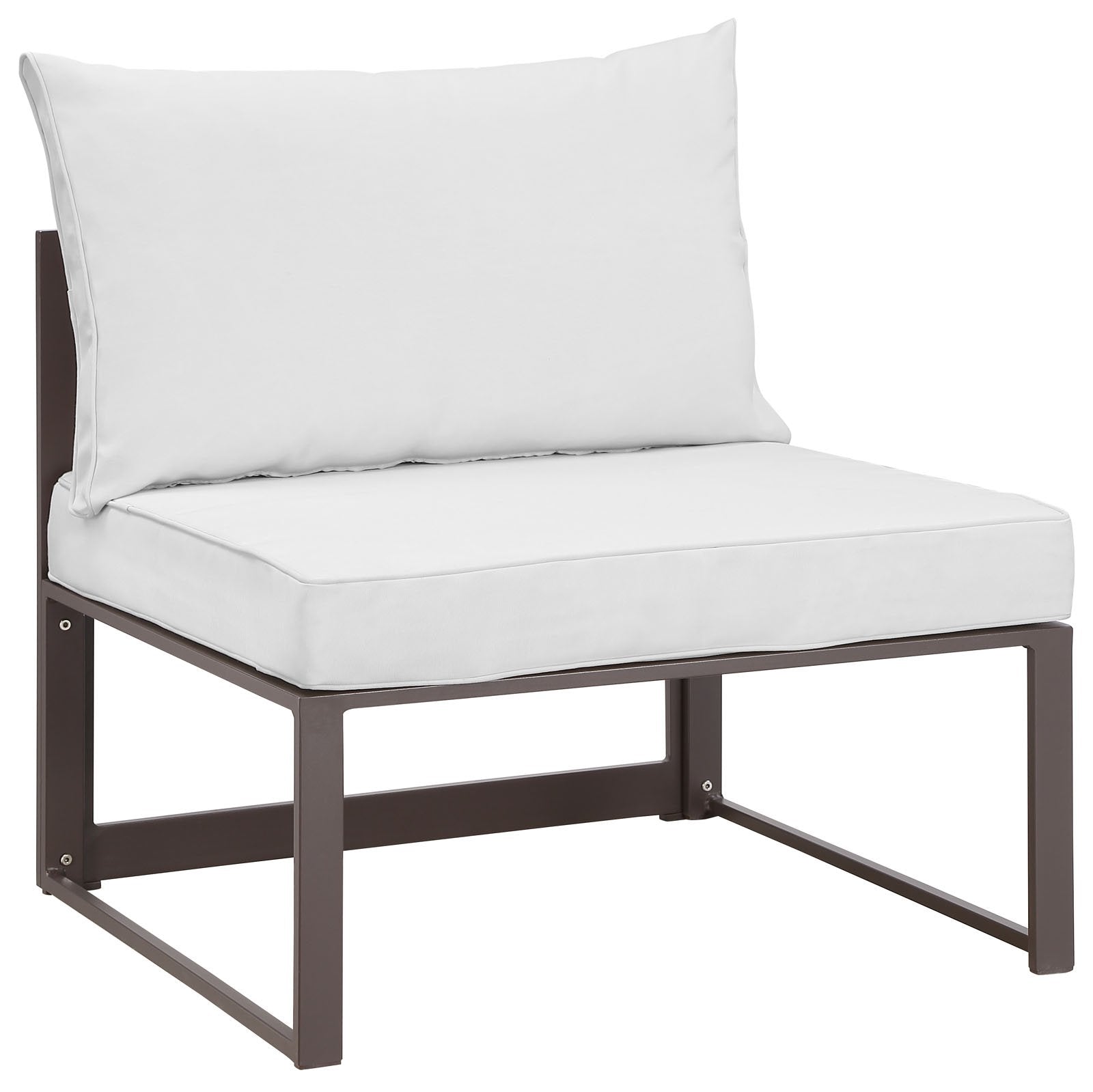 Modway Fortuna Aluminum Outdoor Patio Armless Chair In Brown White