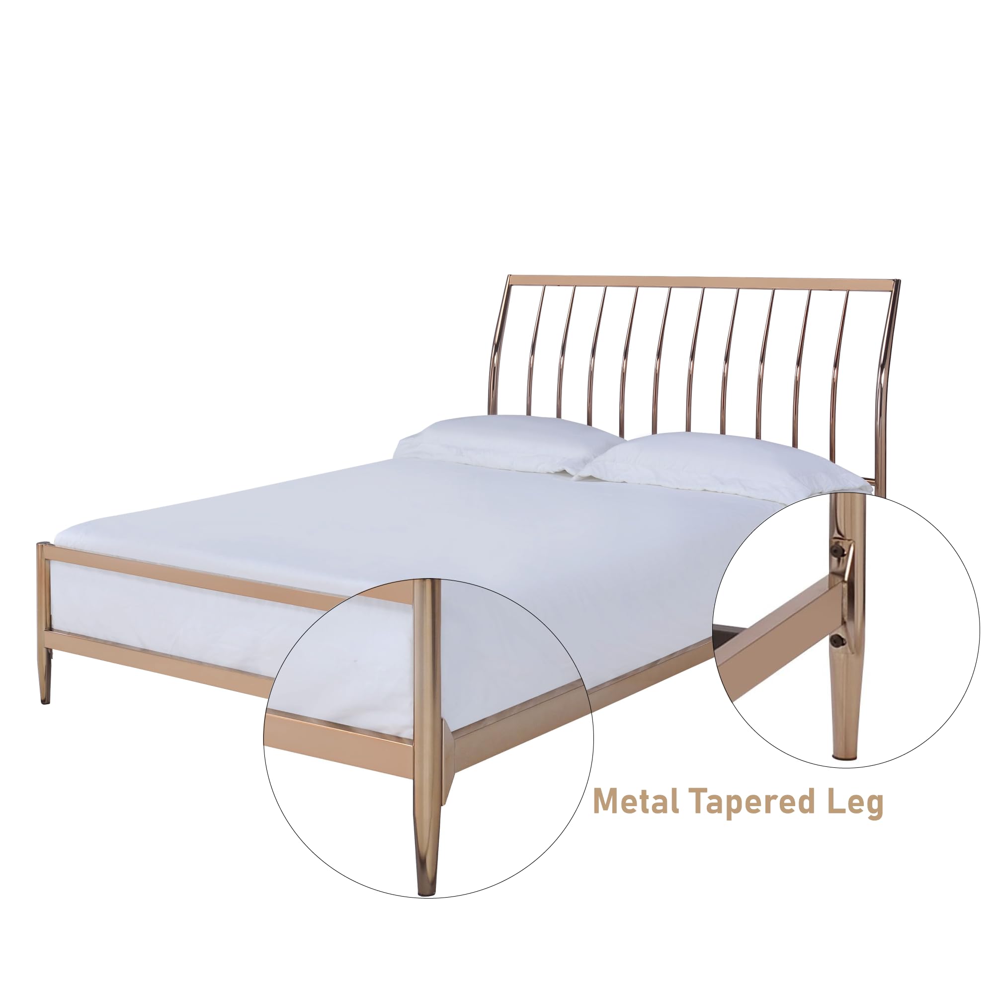 Acme Marianne Queen Metal Frame Sleigh Bed in Copper and Rose Gold