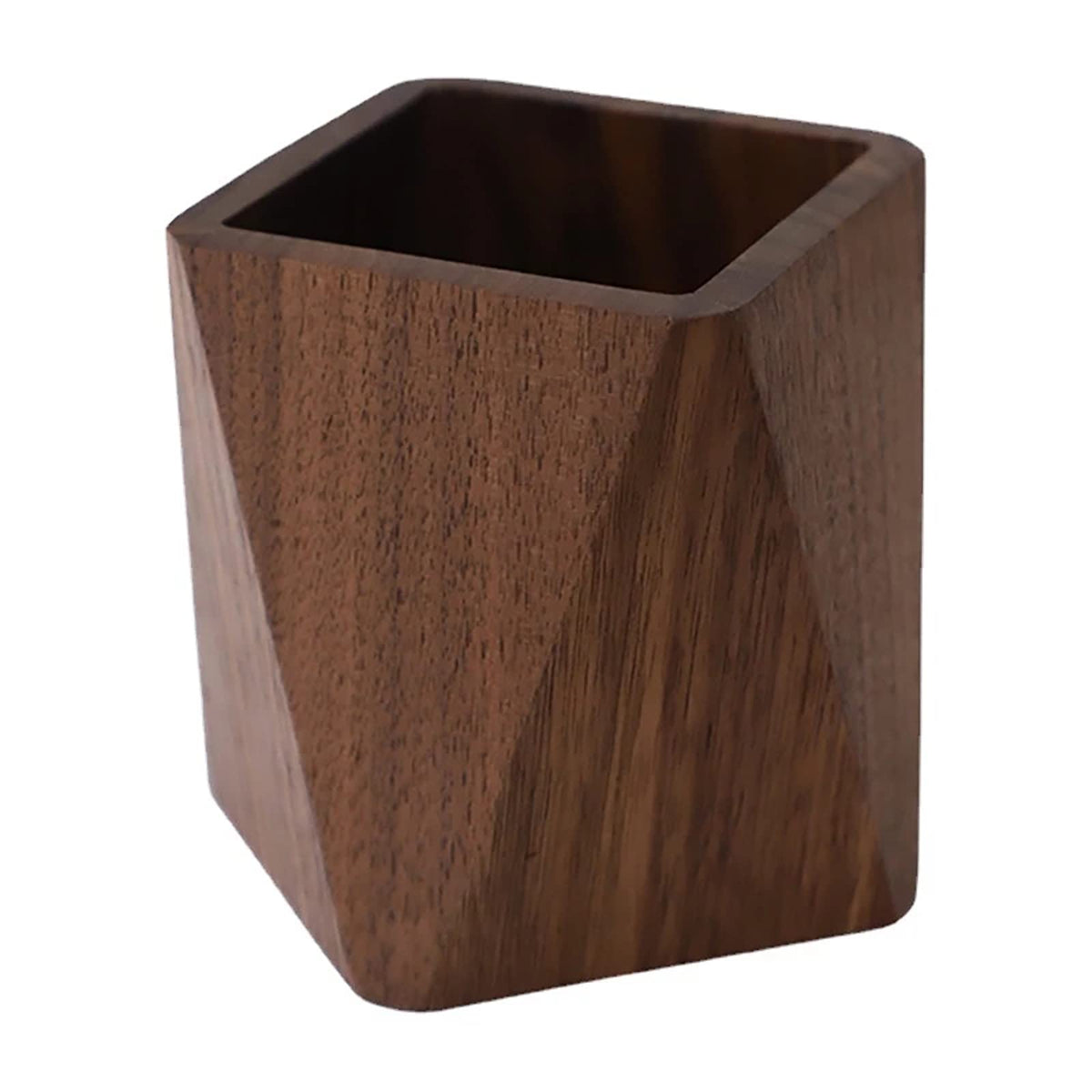 Soseelnee Black Walnut Wooden Pencil Box, Multiple-Use Desk Writing Stationary Organizer Wood Pen Holder Cups Office School Supp