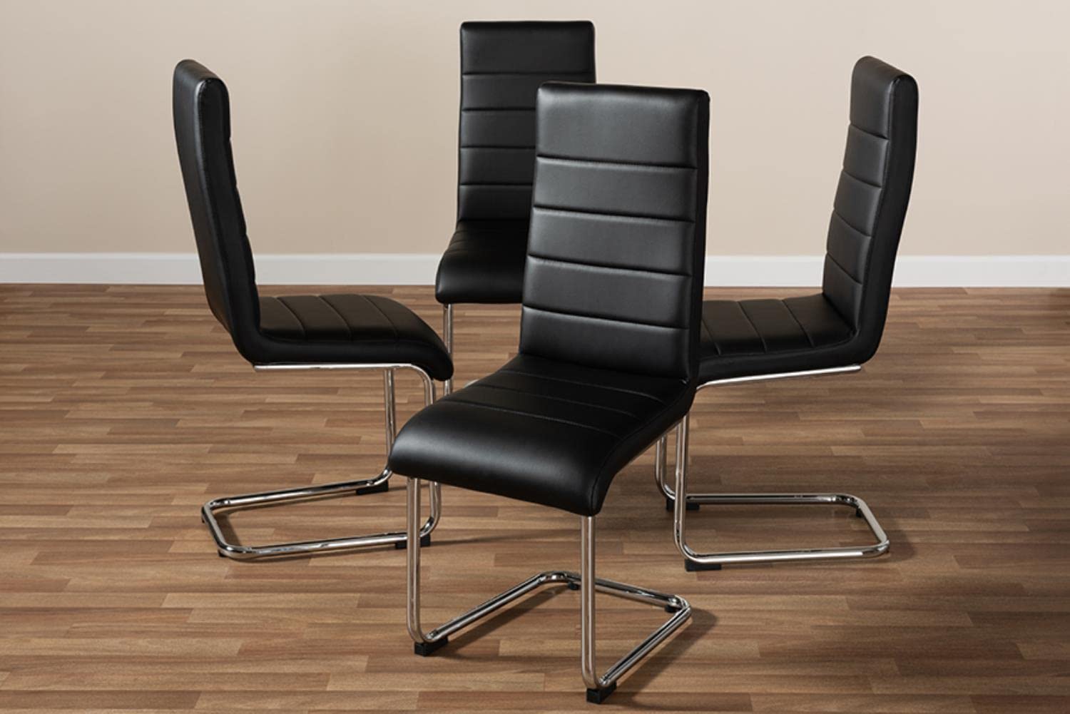 Baxton Studio Marlys Modern and Contemporary Black Faux Leather Upholstered Dining Chair