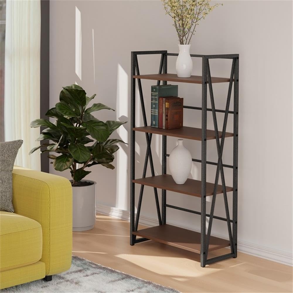 Winsome Wood Isa 4-Tier Shelf, Graphite and Walnut