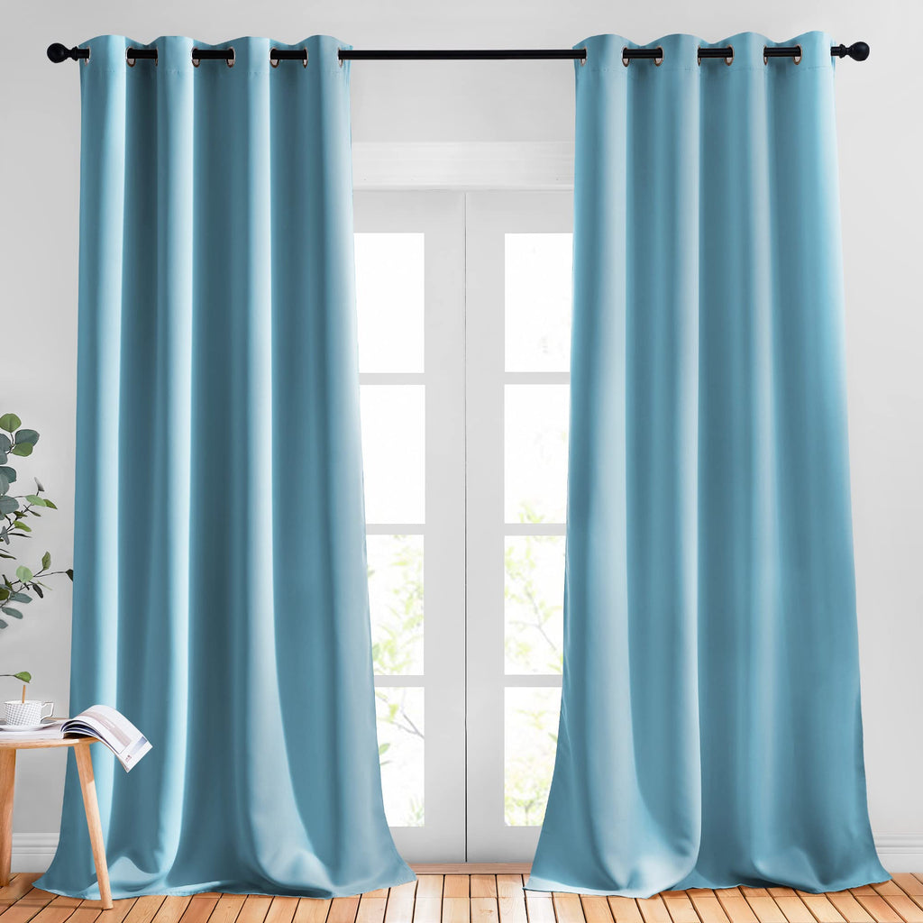 Nicetown Room Darkening Curtain Panels - (52 Inches W X 120 Inches L, Teal Blue, 2 Panels) Toddler Boy Bedroom Drapes With Gromm