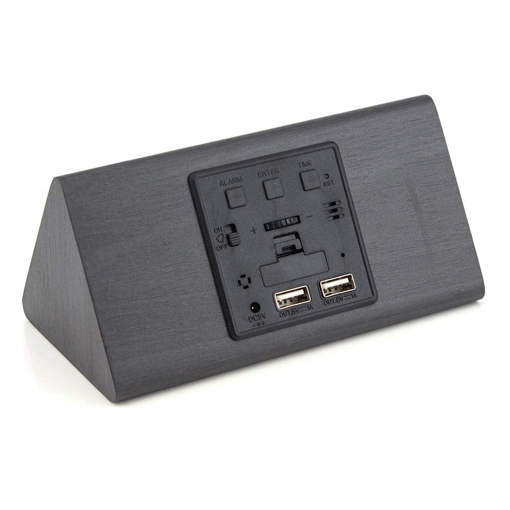 Oct17 Wooden Alarm Clock, Smart Led Digital Clock For Bedroom/Desks, Upgraded With Time Temperature, Adjustable Brightness And V