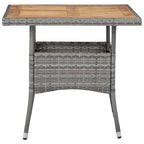 vidaXL Outdoor Patio Dining Table - Gray Poly Rattan and Solid Acacia Wood - Lightweight, Weather-Resistant, Unique Design, Seating for 4