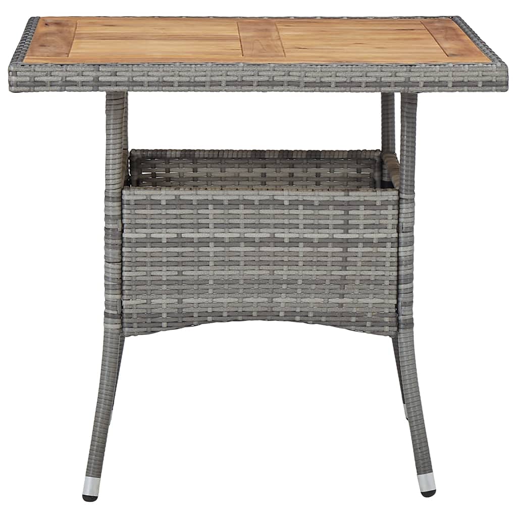 vidaXL Outdoor Patio Dining Table - Gray Poly Rattan and Solid Acacia Wood - Lightweight, Weather-Resistant, Unique Design, Seating for 4