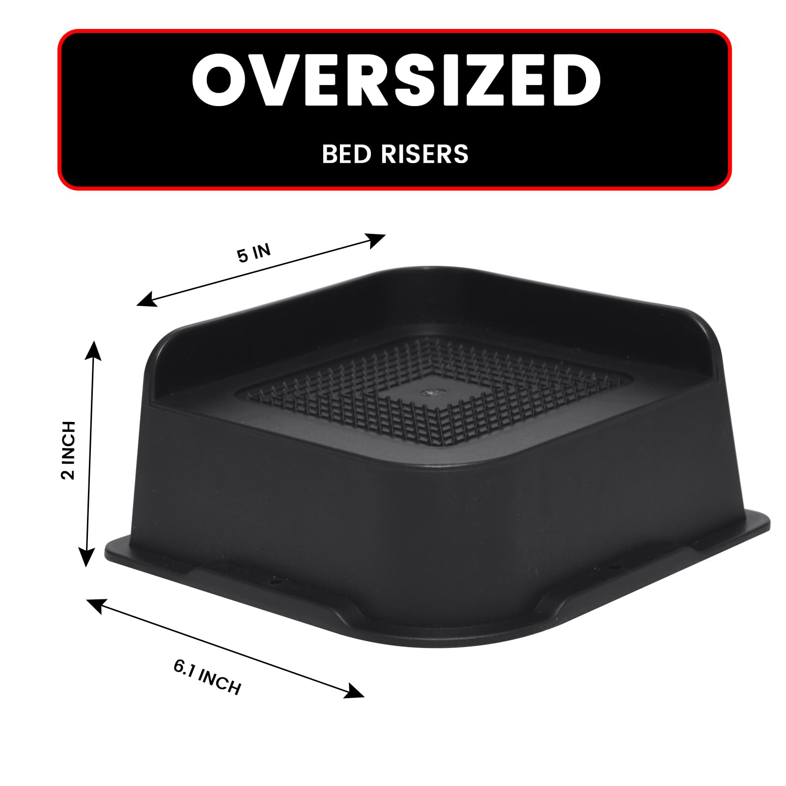 Mymulike Bed Risers 2 Inch Oversized Furniture Risers, Support Up To 6000 Lbs, Lift 2 Inch For Couch, Sofa, Table,Chair (Black 4