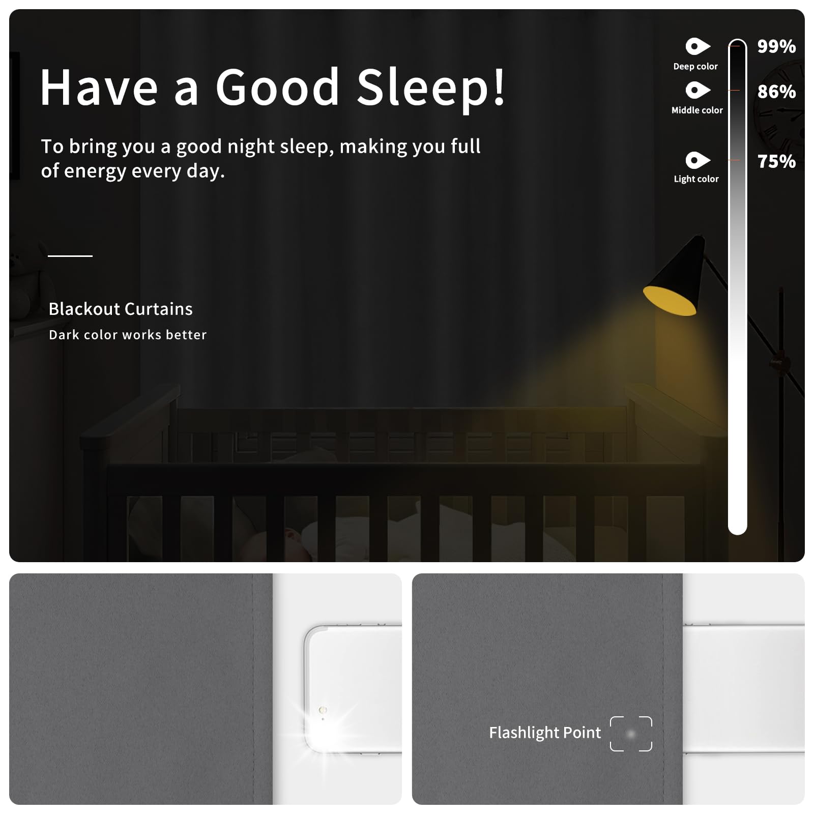 Easy-Going Blackout Curtains For Bedroom, Solid Thermal Insulated Grommet And Noise Reduction Window Drapes, Room Darkening Curtains For Living Room, 2 Panels (42X45 In, Grey)