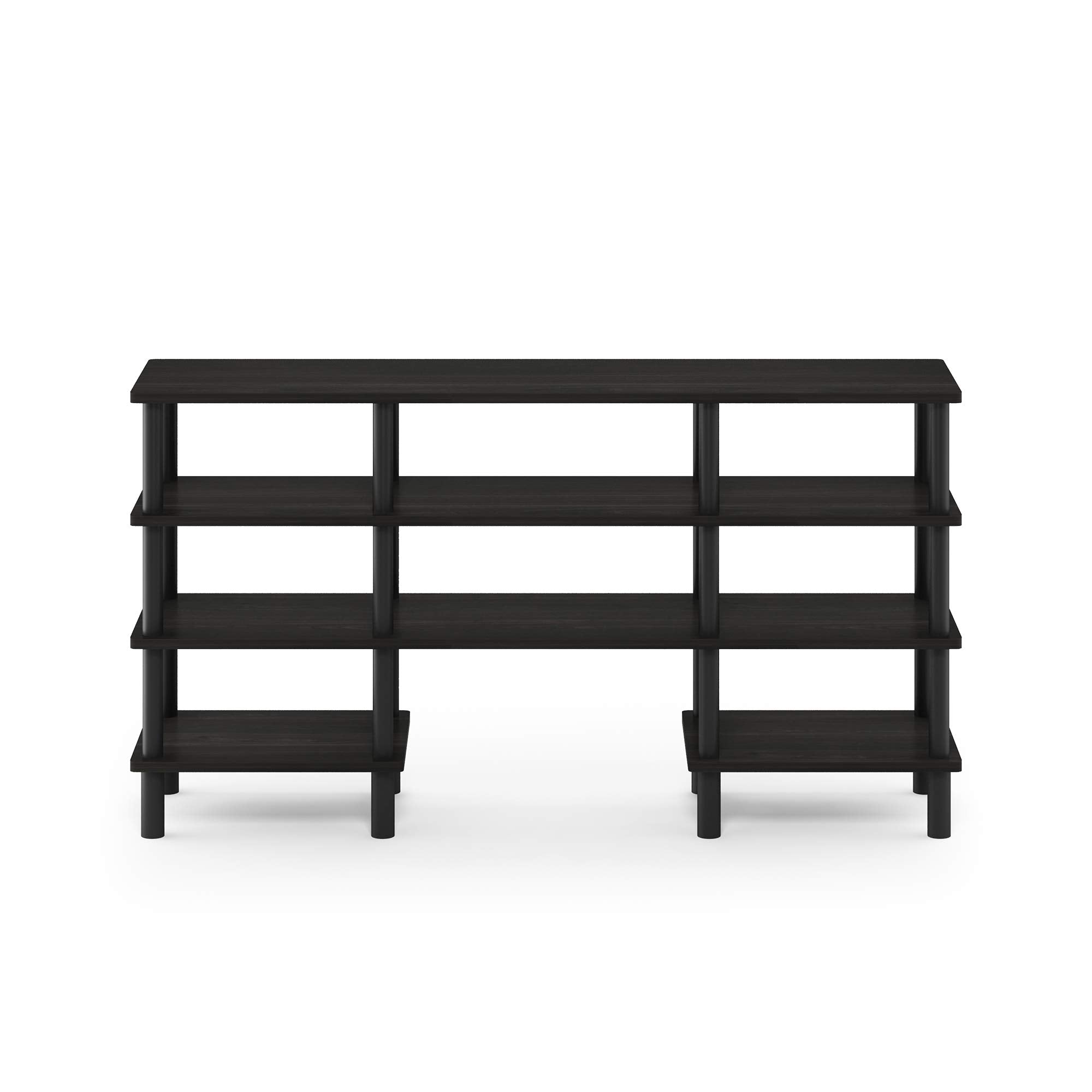 Furinno Turn-N-Tube 4-Tier Multipurpose Wide Shelf TV Stand, Espresso/Black