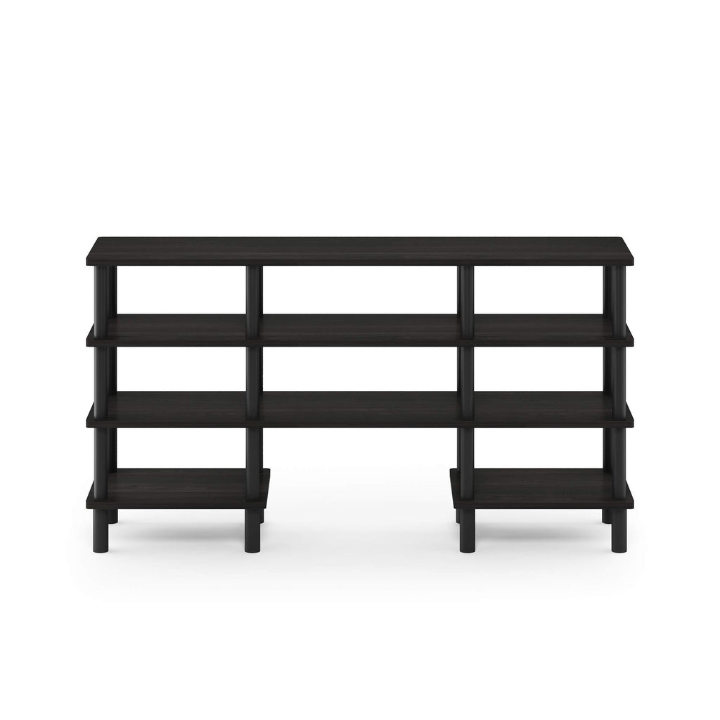 Furinno Turn-N-Tube 4-Tier Multipurpose Wide Shelf TV Stand, Espresso/Black