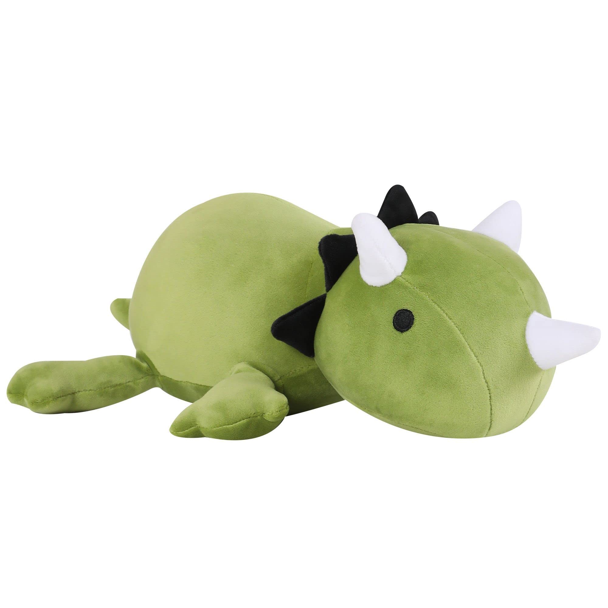 SQEQE Weighted Dinosaur Plush, Anxiety Stuffed Animals, Dinosaur Plushie Dino Throw Pillows for Kids Adults Green 9.8 Inch, 0.8 