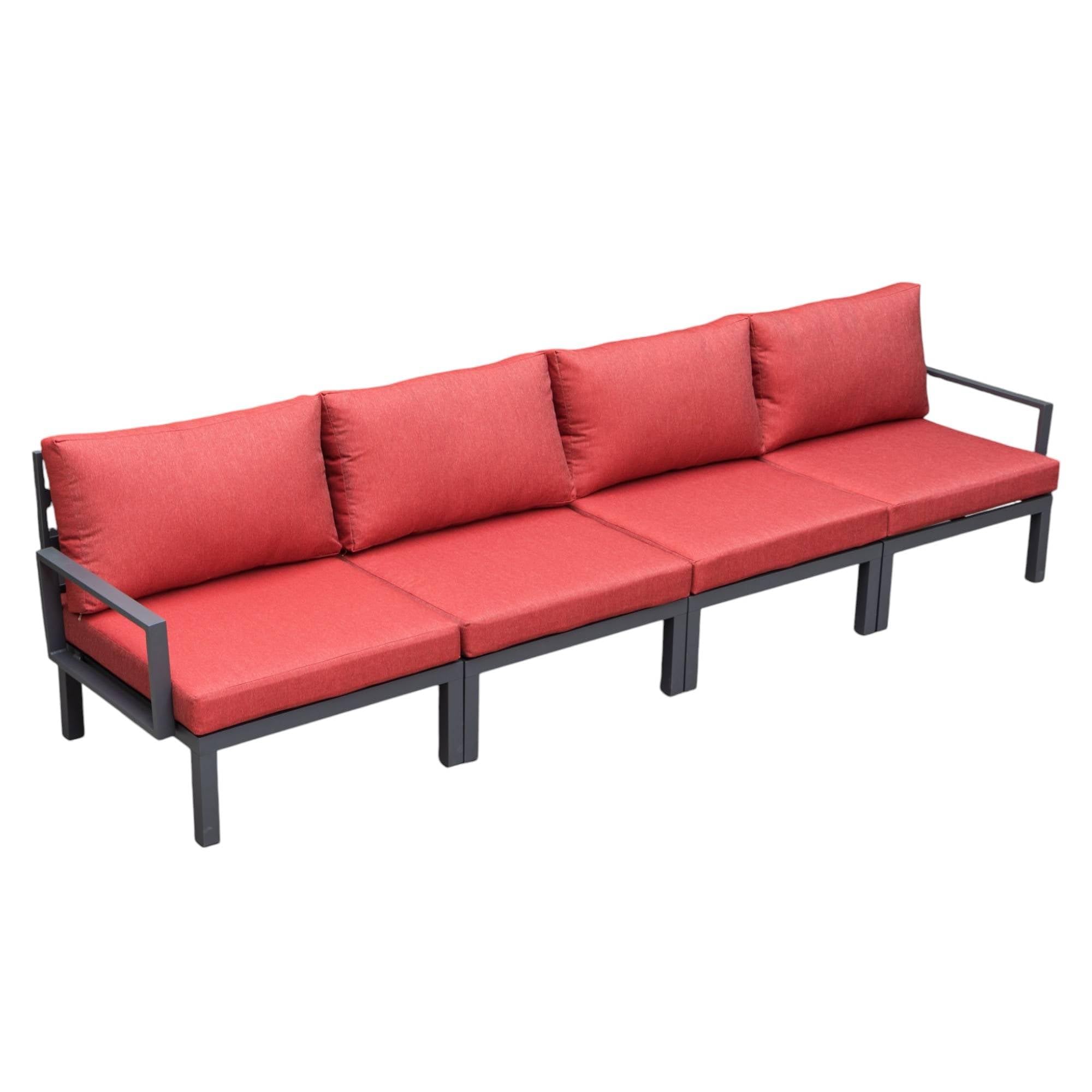 Hamilton Aluminum Patio 4-Seater Sofa With Cushions in Red