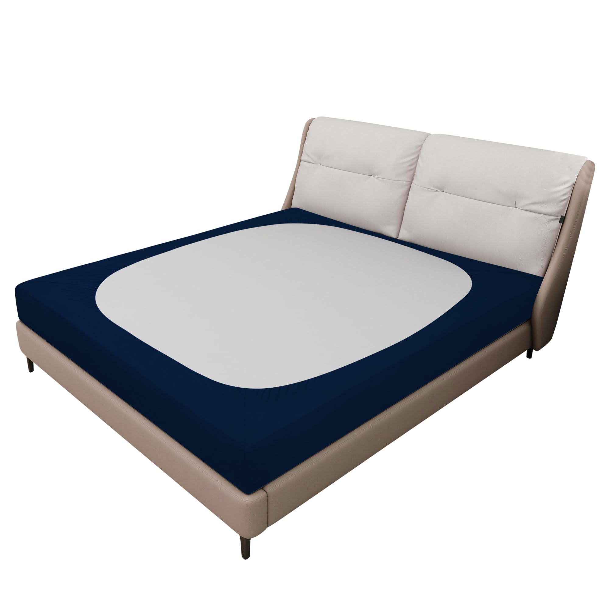 Easy-Going Box Spring Cover King/C-King Size, 4 Way Stretch Smooth and Elastic Wrap Around Band 4 Sides Bed Skirt, Navy