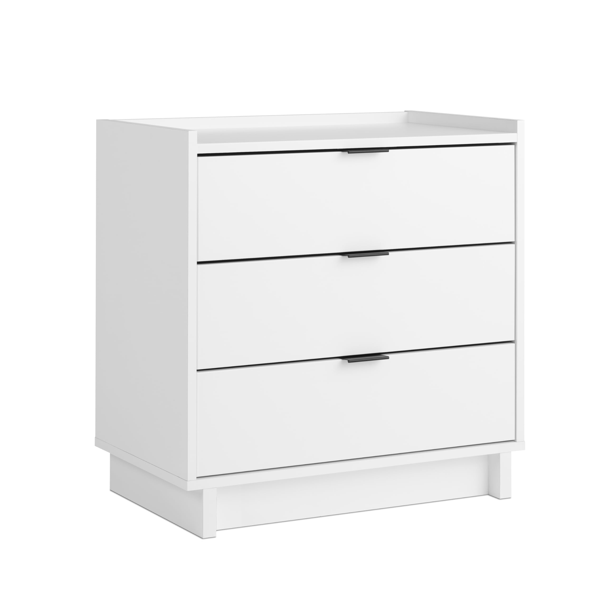 Prepac Simply Modern Nightstand Bedside Table, White Nightstand For Bedroom, End Table With 3 Drawers 26.5' W X 26.75' H X 16' D