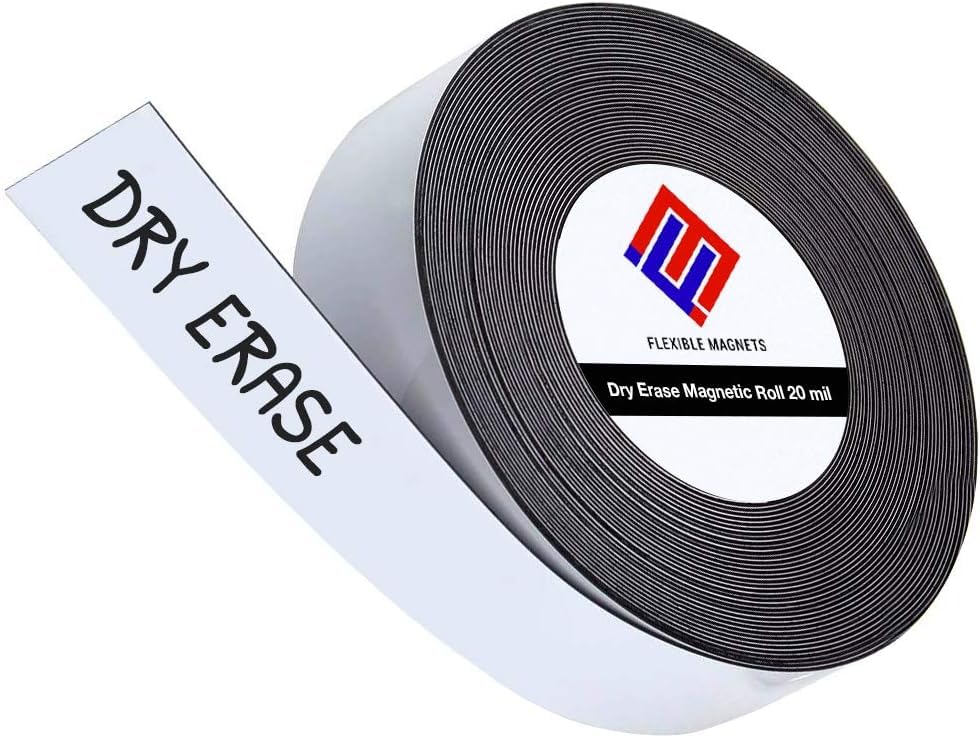 Dry Erase Magnetic Strips - Roll Of Writable Whiteboard Magnets - Writable Flexible Magnet - Name Plates - Magnetic Labels- Dry