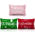 Hahafelt 3 Pcs Valentine's Day St. Patrick's Day Easter Pillow Covers 12 x 20'' Heart Love Easter Eggs Bunny Cushion Case Spring