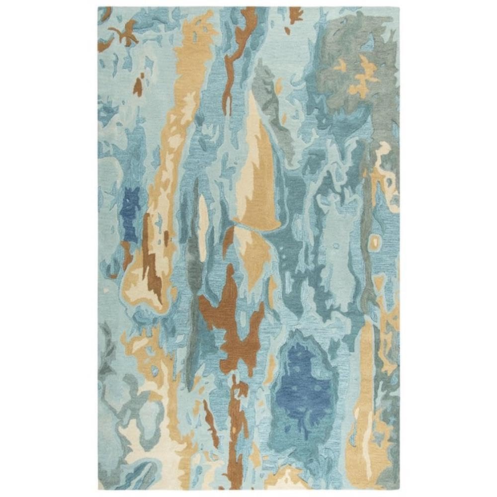 Rizzy Home Alora Decor Flare 5' X 8' Abstract Blue/Grey/Teal/Gold Hand-Tufted Area Rug