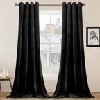 SMILETIME Brown 108 in Long Velvet Curtains with Grommet, Thermal Insulated Super Soft Privacy Noise Reducing Light Blocking Vel