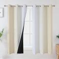 Estelar Textiler Beige And Greyish White Ombre Blackout Curtains 63 Inches Length 2 Panels Set For Bedroom, Thermal Insulated Fu