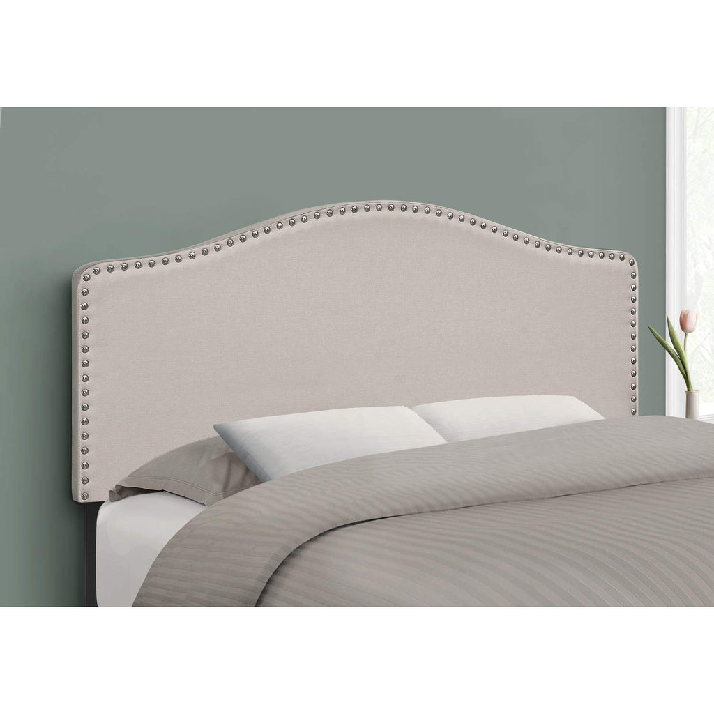 Monarch Specialties I 6014F Bed, Headboard Only, Full Size, Bedroom, Upholstered, Linen Look, Beige, Transitional