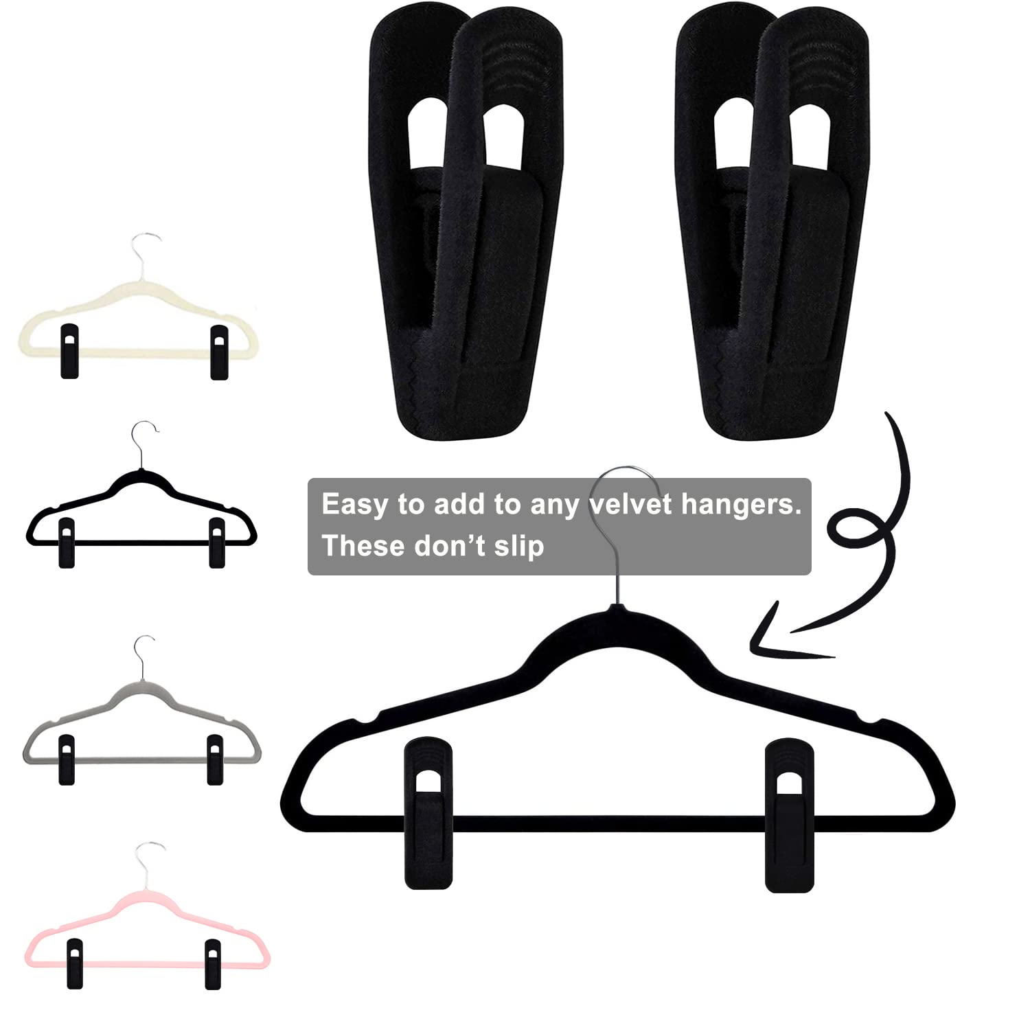 Tofiigrem Black Velvet Hanger Clips (60-Pack), Strong Velvet Hangers Clips For Velvet Hangers, Pant Skirt Hanger Velvet Clips Fi