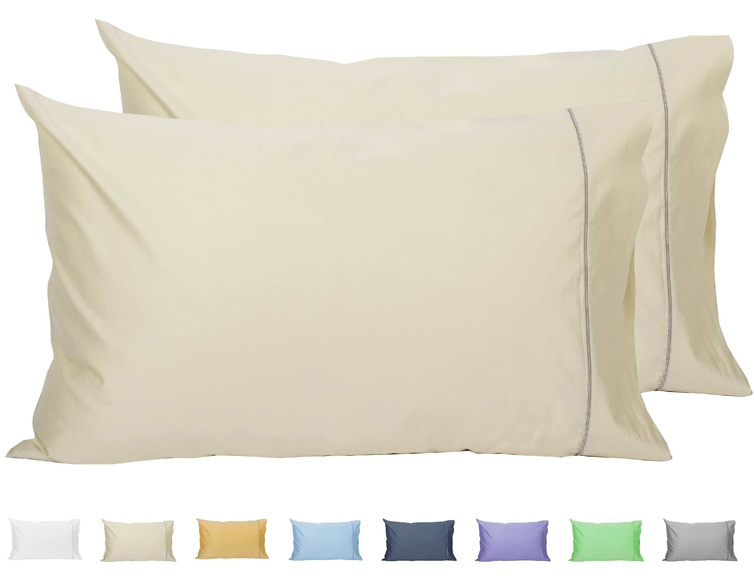 Sunflower Pillow Cases King Set Of 2, 100% Cotton King Pillowcases, 20?0 Inches With Silver Trim, Soft And Breathable, Solid But