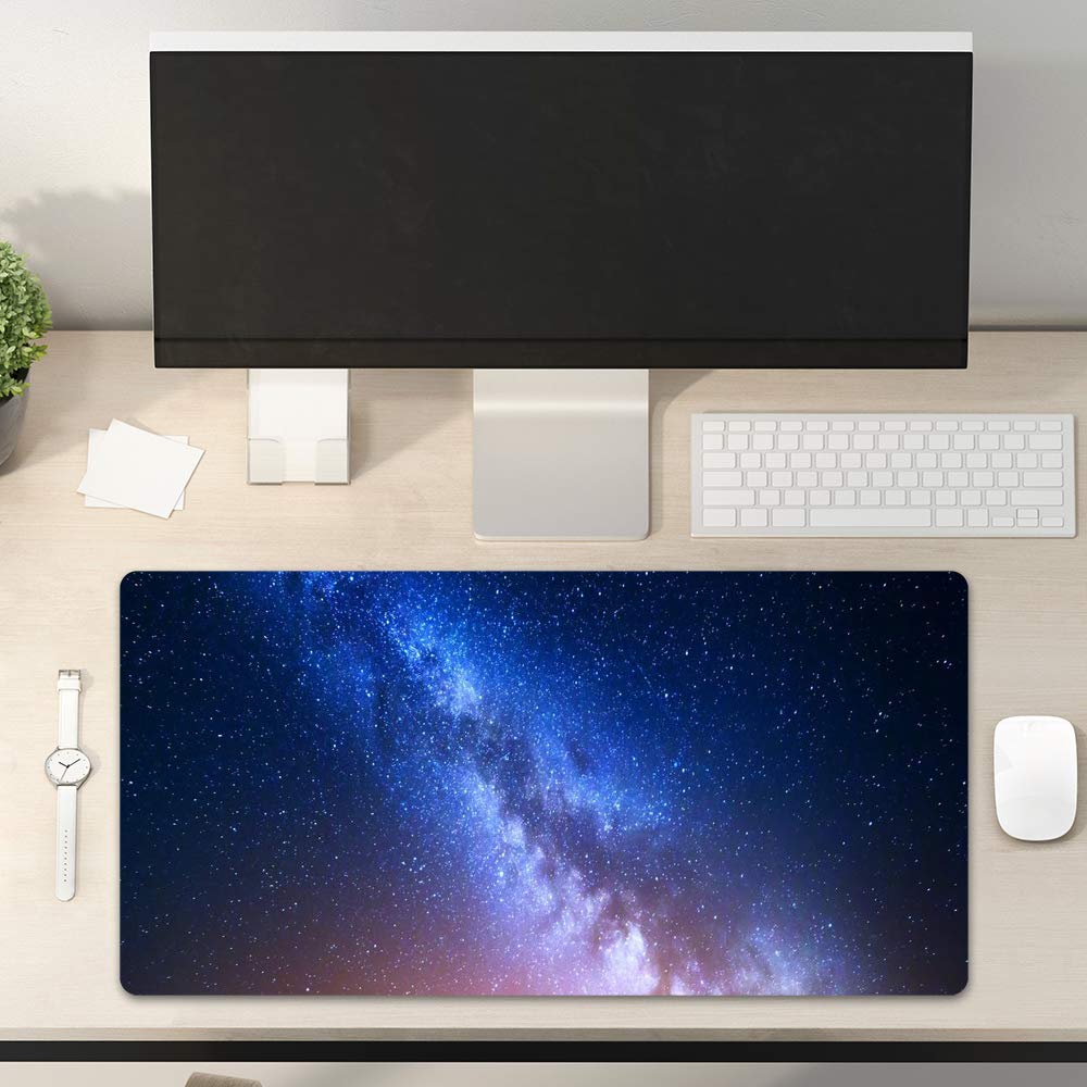 Qiyi Desk Pad, Galaxy Pu Leather Desk Blotter Protector, Waterproof Computer Desk Mat, Keyboard Mouse Pads, Non Slip Base Home &