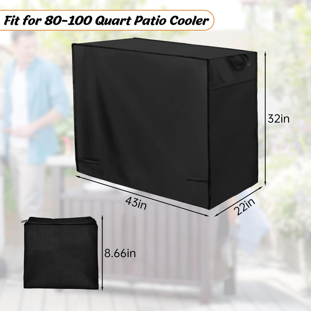 Patio Cooler Cart Cover, Fits For Most 80-100 Quart Rolling Cooler Cart, Waterproof Patio Ice Chest Protective Covers For Outdoo