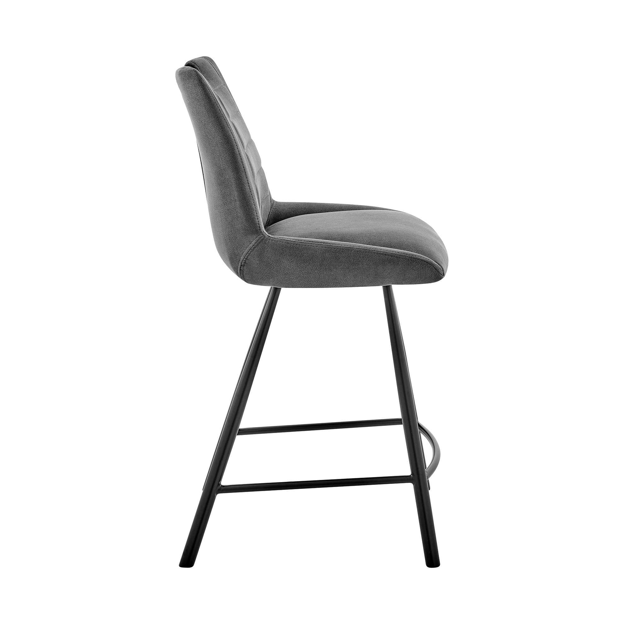 HomeRoots Charcoal Fabric+Metal 30' Black Fabric and Black Metal Bar Stool