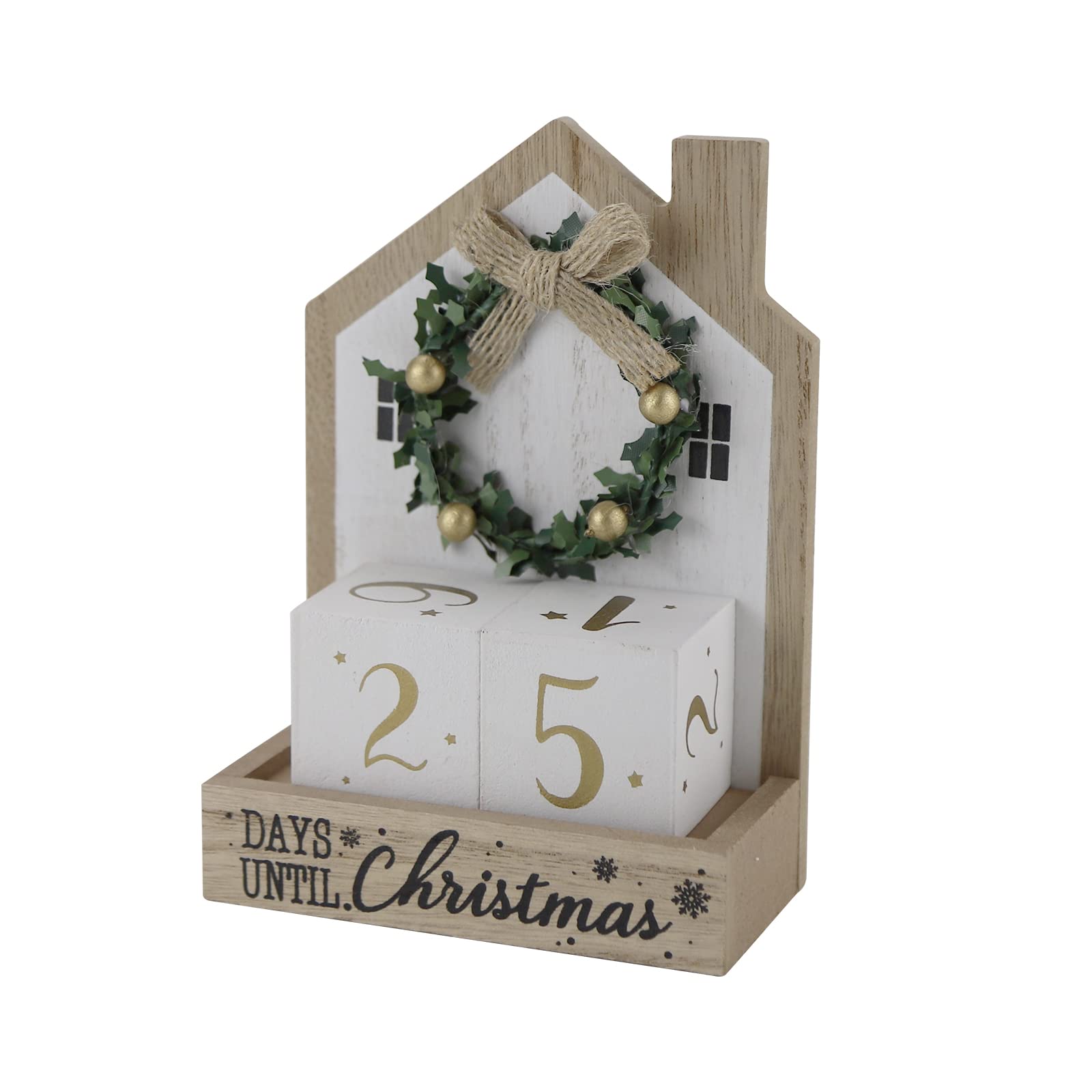 Sfozstra Christmas Wooden Countdown Advent Calendar with Bow Garland Simple Room Design Numebr Calendar to Meet the Christmas Co
