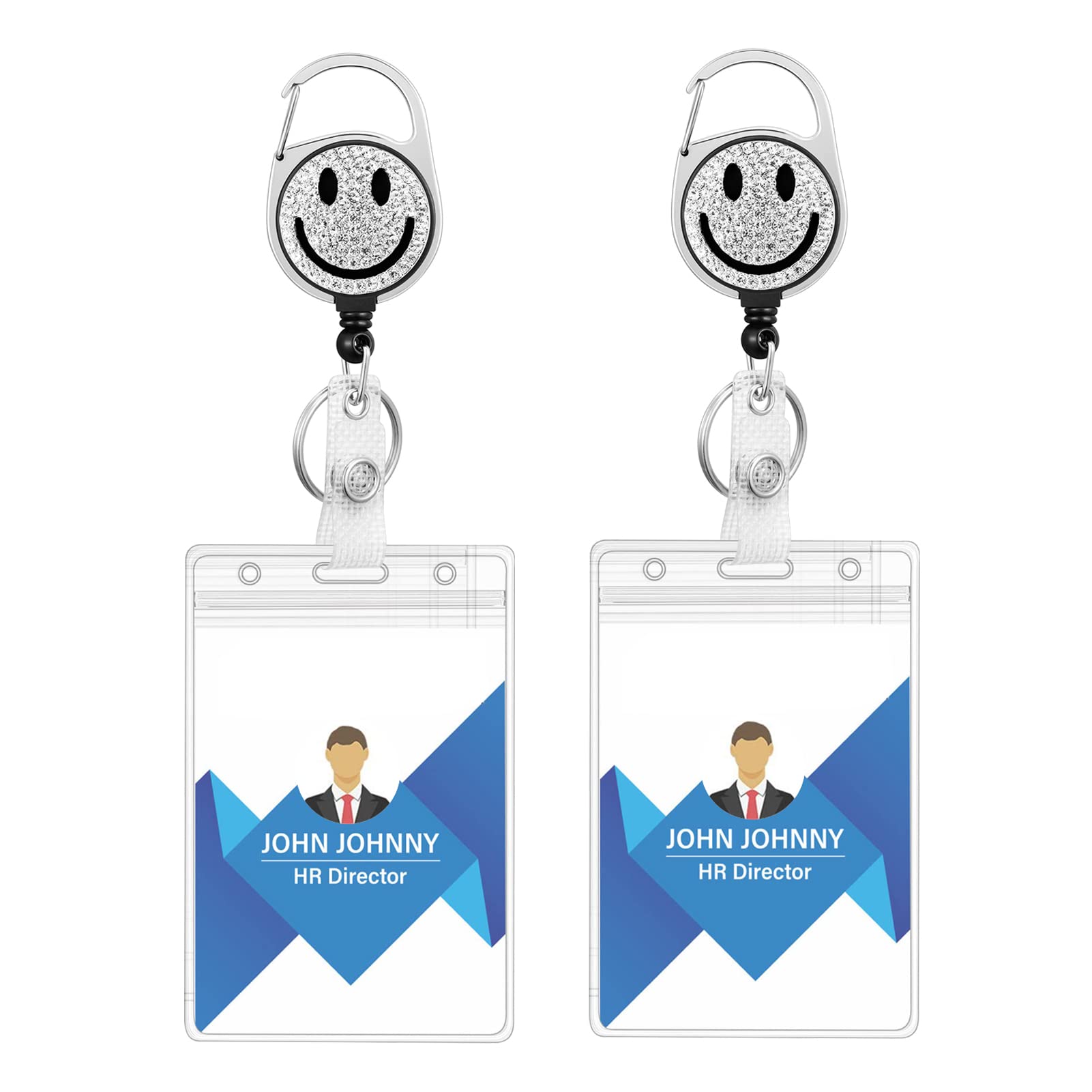Retractable Badge Holder With Clip Lanyards For Id Card Badges Reel (Rhinestones)