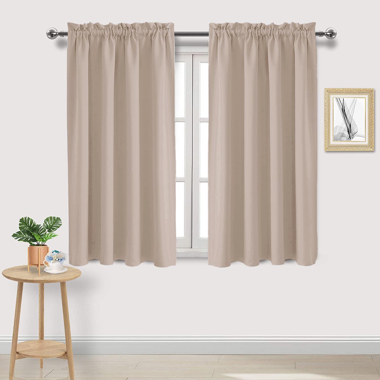 Dwcn Blackout Curtains For Living Room Thermal Insulated, Energy Saving & Noise Reducing Bedroom Curtains, Camel, W 52X L 54 Inc