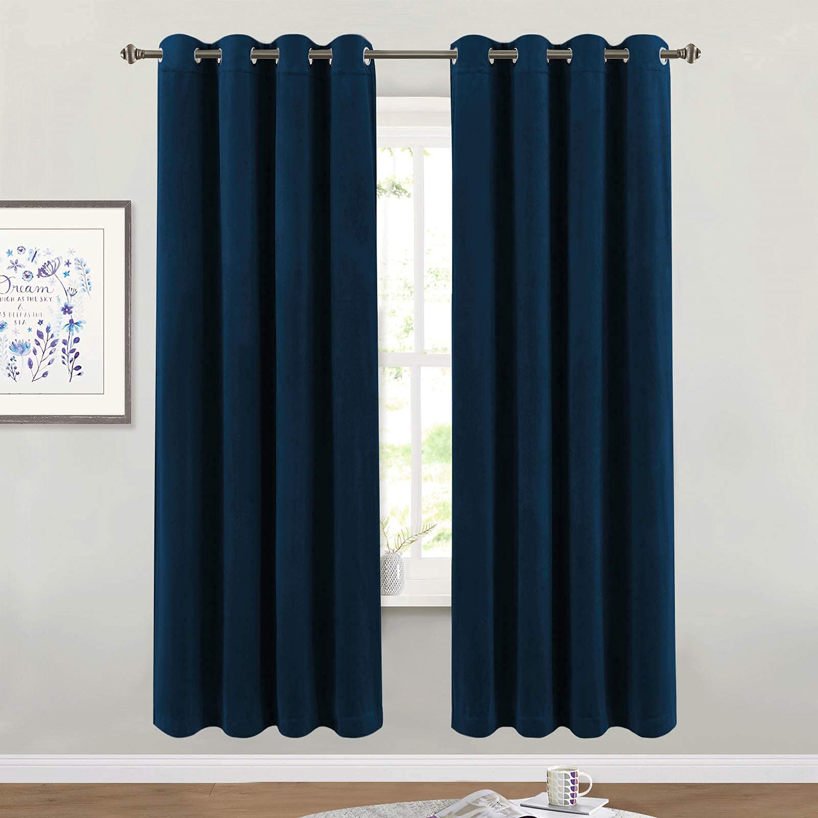 Stangh Velvet Blackout Curtain Panels - Grommet Top Thermal Insulated Window Treatment Set Home Decor Modern Curtains For Study