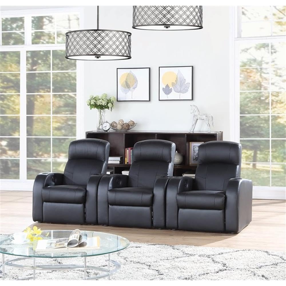 Coaster Cyrus 3-Piece Theater Seating (3R), Black