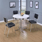 Coaster Home Furnishings Retro 1950s Soda Fountain Diner Round Dining Room Table White Laminate Top Sturdy Steel Chrome Base 2388