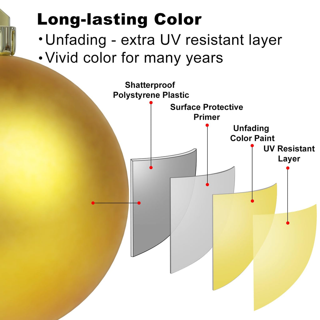 Gold 4.0' Large Christmas Balls - Christmas Tree Decoration Ornaments Shatterproof Hanging Balls For Birthday Halloween Holiday