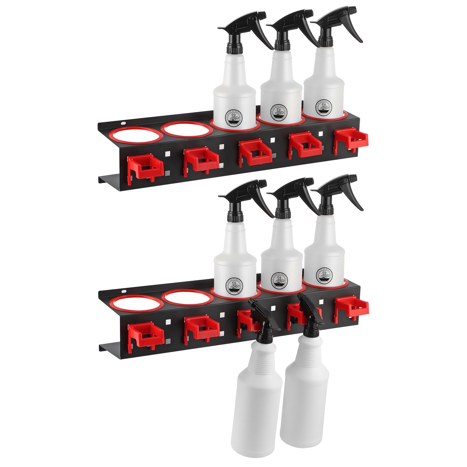 Moligou 2 Pcs Spray Bottle Storage Rack, Wall Mount Bottle Organizer Car Detailing, Steel Spray Bottle Holder