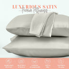 Elegant Comfort Silky And Luxurious 2-Piece Satin Pillowcase Set For Healthier Skin And Hair, Hidden Zipper Closure And Beautifully Packaged, Satin Pillowcase Set, King, Light Jade