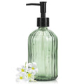 Topsky Glass Soap Dispenser with Black Plastic Pump, 400ml Liquid Hand Soap Dispenser, Rustproof Pump for Kitchen & Bathroom, Gr
