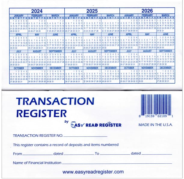 12 Check Registers For Personal Checkbook - Checkbook Ledger Transaction Registers Log For Personal Or Business Bank Checking Ac