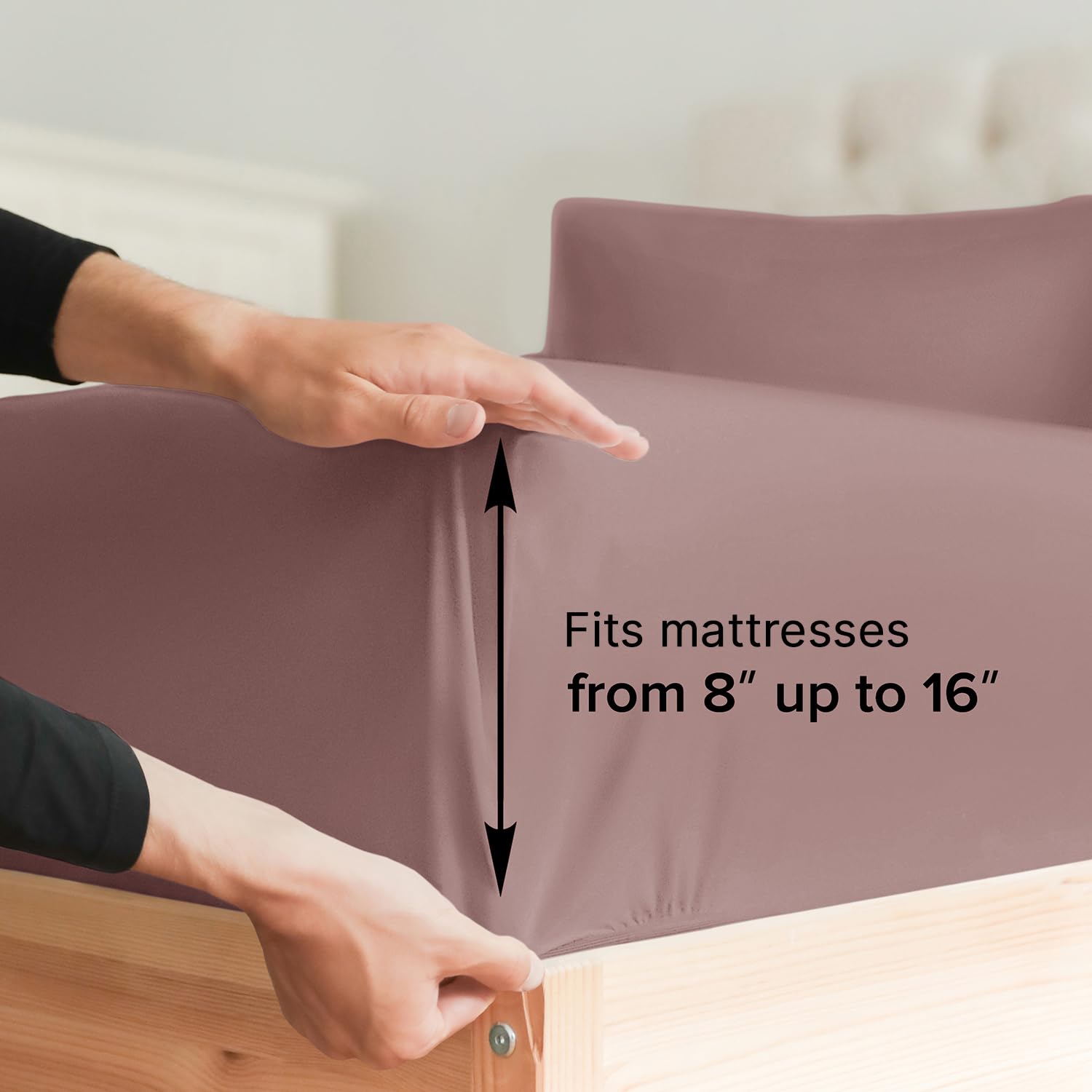Queen Size Fitted Bed Sheet - Hotel Luxury Single Fitted Sheet Only - Fits Mattress Up To 16 - Extra Soft, Wrinkle Free, Breathable And Cooling - Bottom Fitted Sheet - Mauve Single Fitted Sheet Only