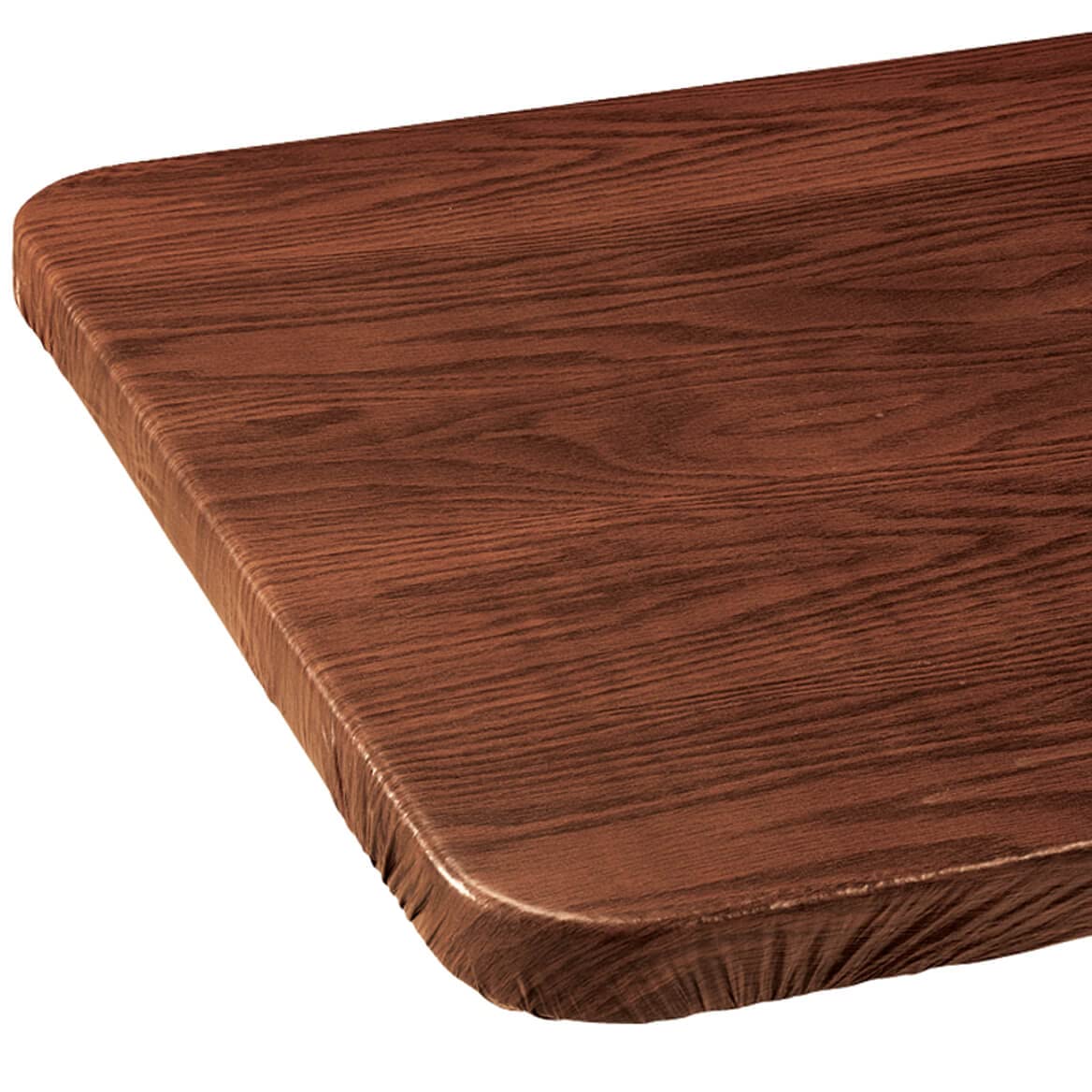 Miles Kimball Wood Grain Vinyl Elasticized Banquet Table Cover, Soft Fleece Back, Indoor D  Cor - Measures 48' X 24' Oblong, M