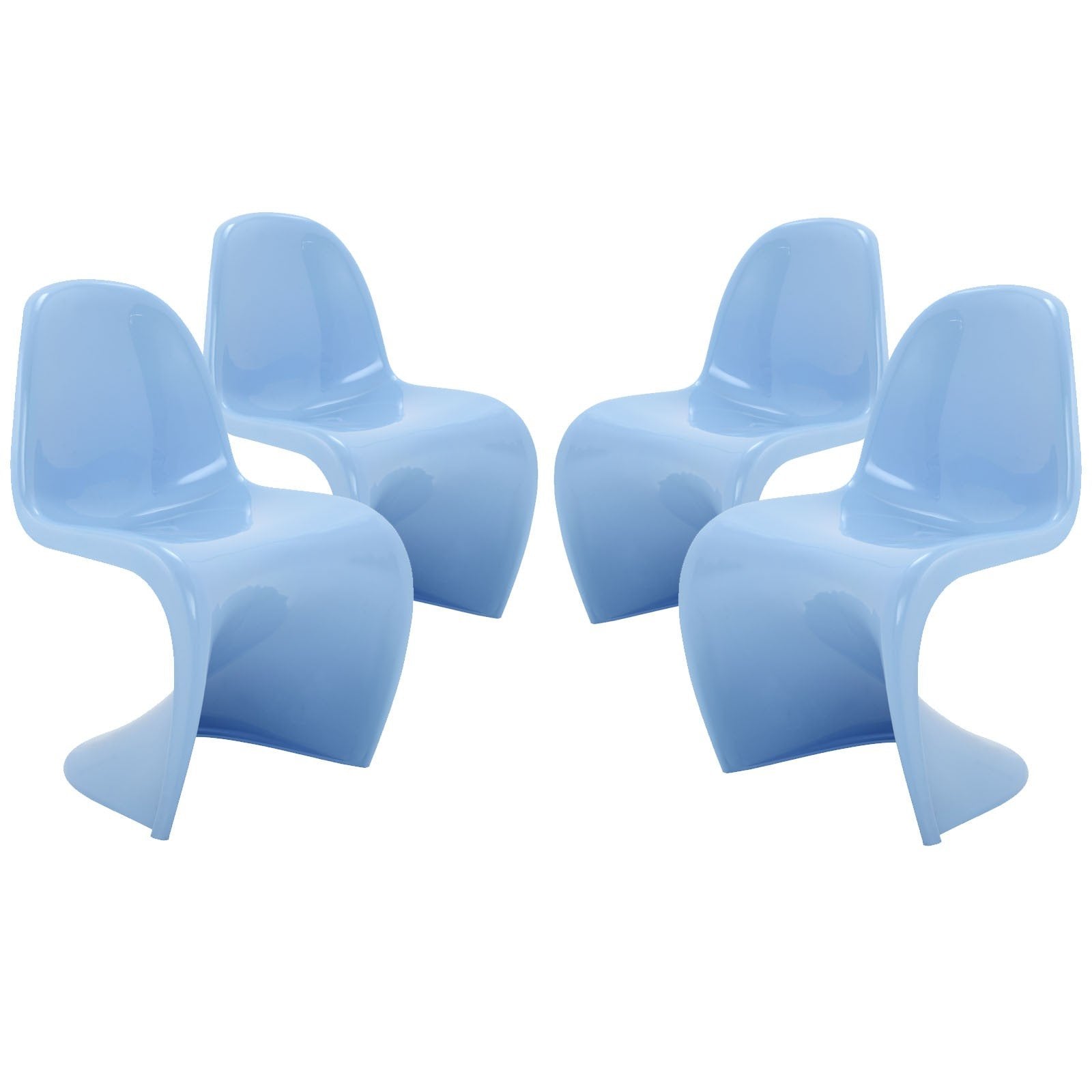 Modway Slither Dining Side Chair, Blue, Set Of 4