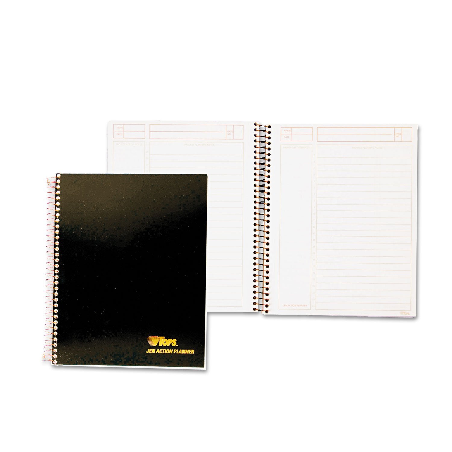 Tops Products Journal Notetaking Planner, Wirebound, Ruled, 8-1/2'X6-3/4', Black (Top63827) , White