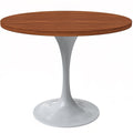 Verve 36 Round Dining Table, White Base with Light Natural Wood MDF Top